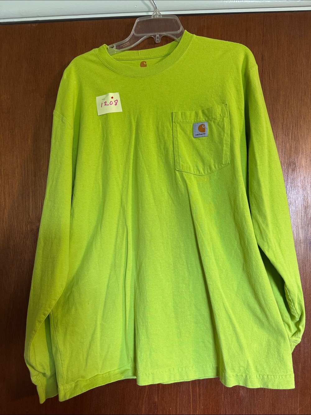 Carhartt Neon Green Long Sleeve Pocket Shirt Size Medium ‼️‼️
